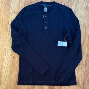 NEW Jockey Men's Black Long Sleeve Waffle Thermal Henley Shirt Size M